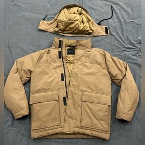 Everlane Detachable Hood Puffer Jacket Golden Brown